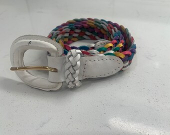 1990s Vintage Woven Braided Colorful Belt Pink Purple Green  display picture 3