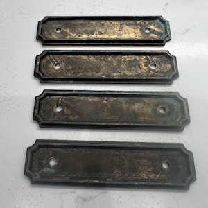 Pomelli per cassetti e armadietti in ottone vintage con placche posteriori e interasse di 3 pollici.