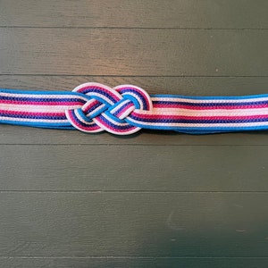 1980s Pink, Blue and White Vintage Women’s Belt | Ladies Retro Belt XL