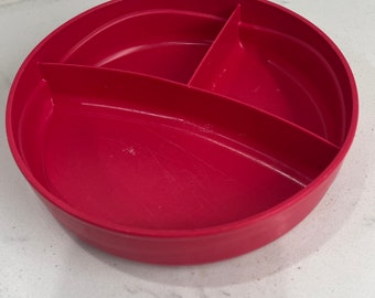 Tupperware Munch Kids Plato dividido de plástico rojo 2552A-2 Vintage