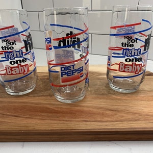 Vintage Diet Pepsi Drink Glasses | Ray Charles You Got The Right One Baby 90s