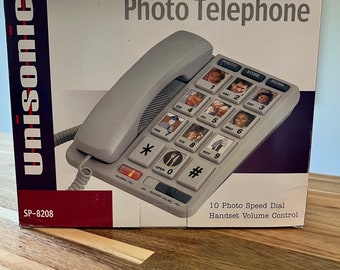 Unisonic Photo Telephone Speed Dial Amplified Corded Large Button SP-8208 Vintage New in Box