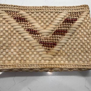 Vintage Boho Straw Brown Clutch