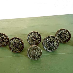 Vintage Round Drawer Pulls Ornate Cutout Metal 1” Mid Century Design Replacements