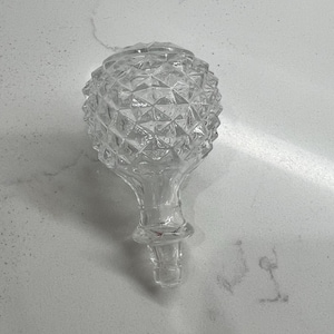 Vintage Clear Glass Diamond Cut Decanter Round Stopper | Mid Century Barware