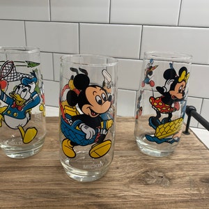 Pepsi Walt Disney Collector Series Mickey Mouse Minnie Mouse Donald Duck Glasses