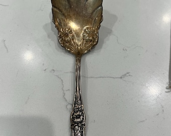 Vintage Silver Plate WM A Rogers England Serving Spoon | Embossed Fruits and Floral Motif Formal Flatware