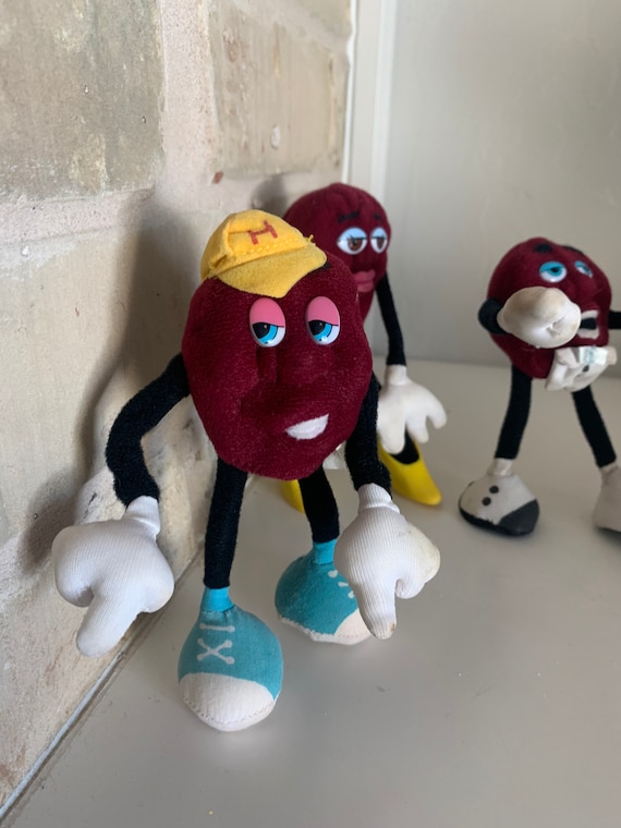 80's The California Raisins ぬいぐるみ California Raisin Plush With Bendable Arms and Legs, Vintage