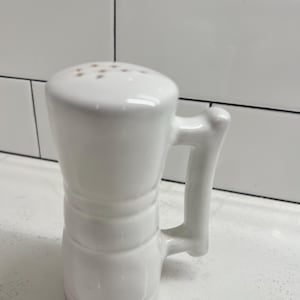 Frankoma Pottery Ringed White Salt & Pepper Shaker w/ Handles Replacement or Mix Match