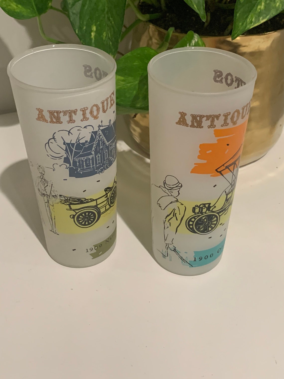 Vintage 1950s Antique Auto Frosted Glasses Oldsmobile | Etsy