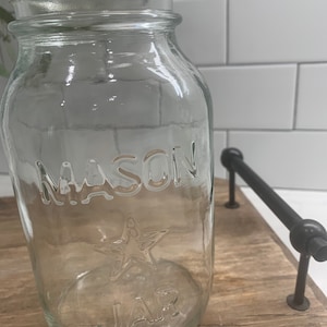 Mason Jar with Star  | One Quart Fruit Canning Jar |  Dry Good Storage Canister | Farmhouse Decor