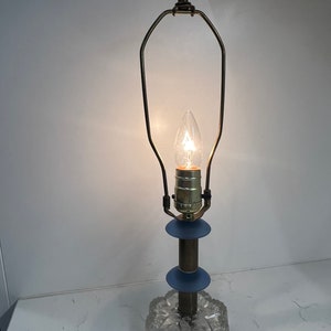 Vintage Glass Blue And Gold Table Lamp