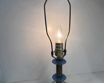 Vintage Glass Blue And Gold Table Lamp