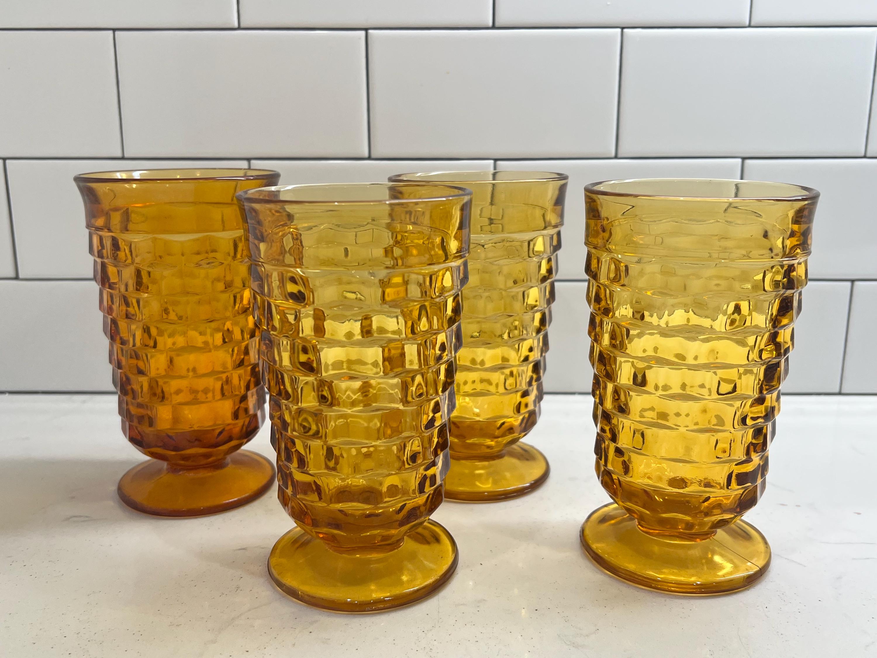 1960s Vintage Boho Chic Americana Indiana Glass Whitehall  Vintage 1950s 1960s Amber Whitehall Glasses from Lancaster Colony Corp main image 1