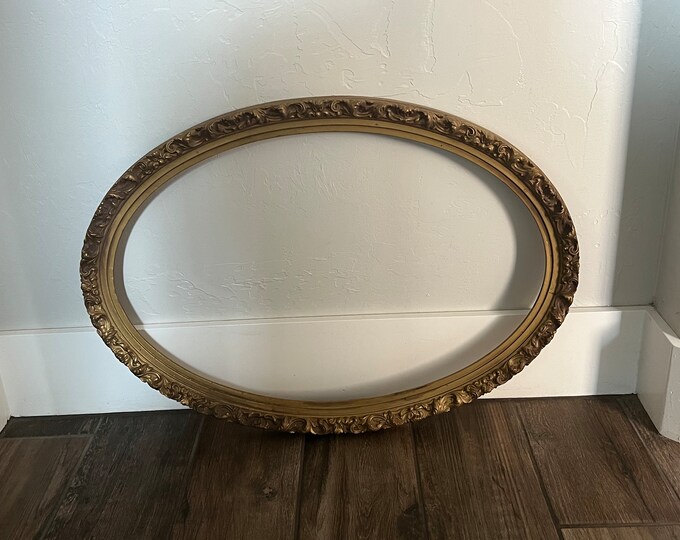 Large Oval Ornate Gold Vintage Frame 17x25 Baroque Decorative Gold Picture or Mirror Frame Home
