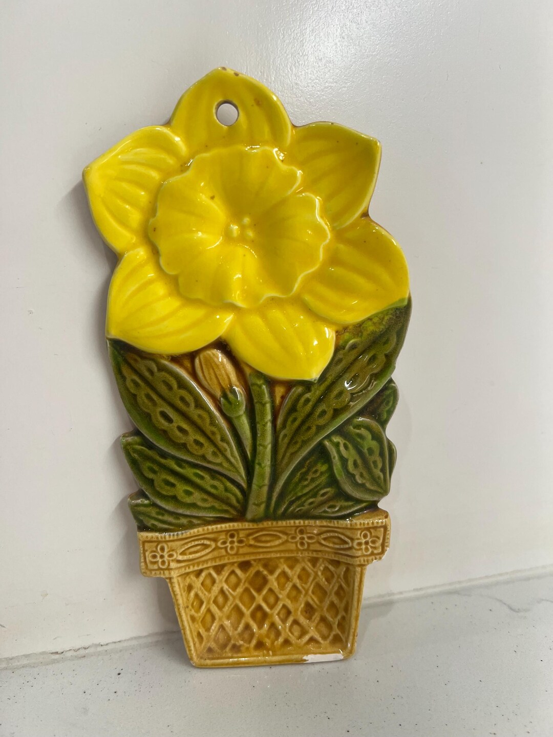 Vintage Yellow Floral Spoon Rest Wall Hanging Japan - Etsy