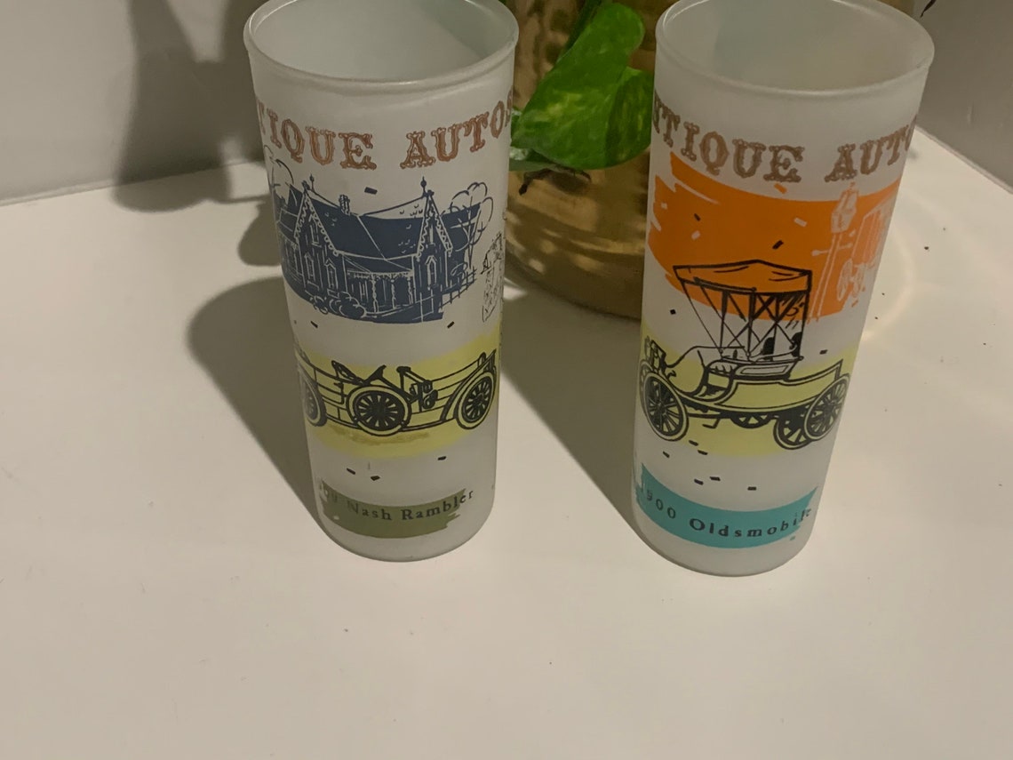Vintage 1950s Antique Auto Frosted Glasses Oldsmobile | Etsy