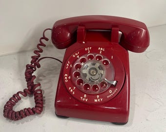 Bell System Vintage Western Electric Red Rotary Dial Telephone