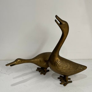 Brass Geese Figurines | Brass Vintage Home Decor | Duck, Geese, Bird Vintage Gold Home Accents