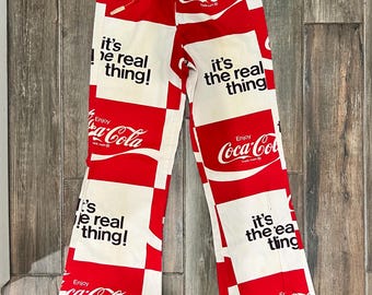 VTG 70s Coca Cola Bell Bottom Beach Pants Drawstring It's
