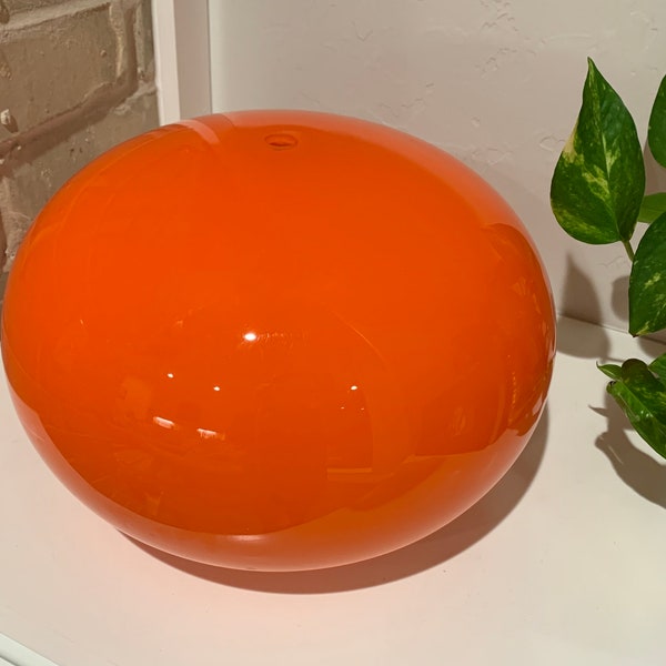 Mid-Century Atomic Grande Orange Light Pendant | Orange Retro Globe 1970s Glass Lighting