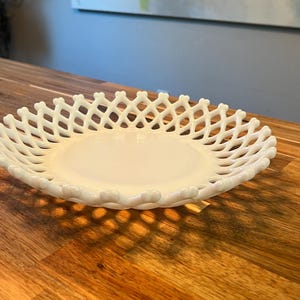Westmoreland Milk Glass Lattice Vintage Serving Bowl