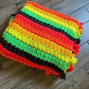 Crochet Vintage Handmade Blanket Throw 60x84” | Crochet Colorful Soft Afghan