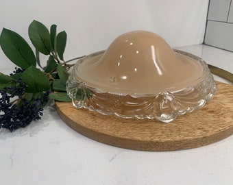 Antique 1930s Art Deco Pale Pink Ceiling Glass Light Replacement Shade
