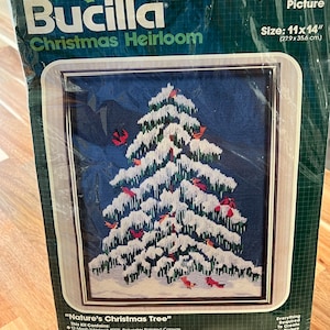 Vintage Bucilla Christmas Needlepoint Ornament Kit Set of 4 #60384