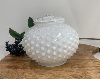 Vintage Frosted White Hobnail Light Shade | Mid Century Replacement Globe