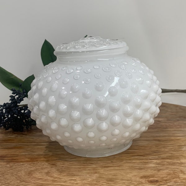 Vintage Frosted White Hobnail Light Shade | Mid Century Replacement Globe