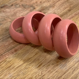 Wooden Vintage Pink Napkin Rings |Salmon Pink Tablescape