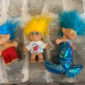 CHOICE Vintage Troll Dolls Russ | Mermaid Troll | Blue Hair Troll | Yellow Hair Worlds Greatest Teacher