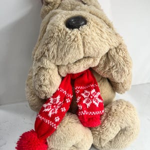 Vintage 1984 Kris Krinklse Dog Plush Christmas Stuffed Animal Christmas Collectable