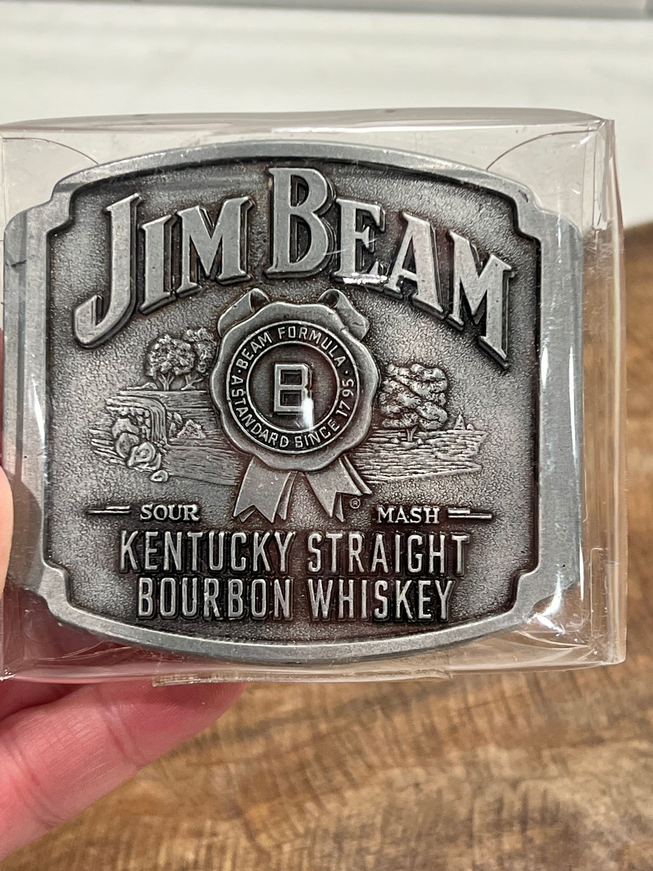 Jim Beam Kentucky Straight Bourbon Whiskey Liquor Pewter Silver