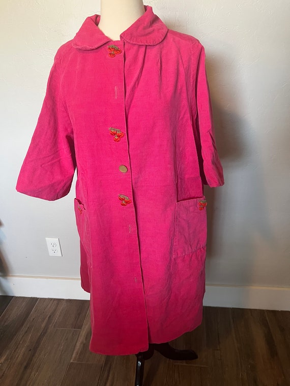 Stella Fagin Vintage Pink Corduroy Coat with Cherr