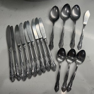 Vintage Stanley Roberts Flatware Pattern SRB221  Replacement Silverware | Floral Korea Vintage Silver 15 Pieces