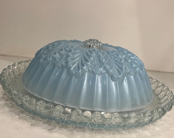 アンティーク硝子照明ブルー アンティーク 1930 年代 ブルー シーリング ガラス ライト フロスト