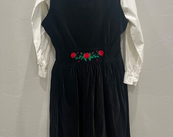 Eagle's Eye Women's Medium Matching Dress Set Embroidered Roses Cottagecore Layered 90s Dress