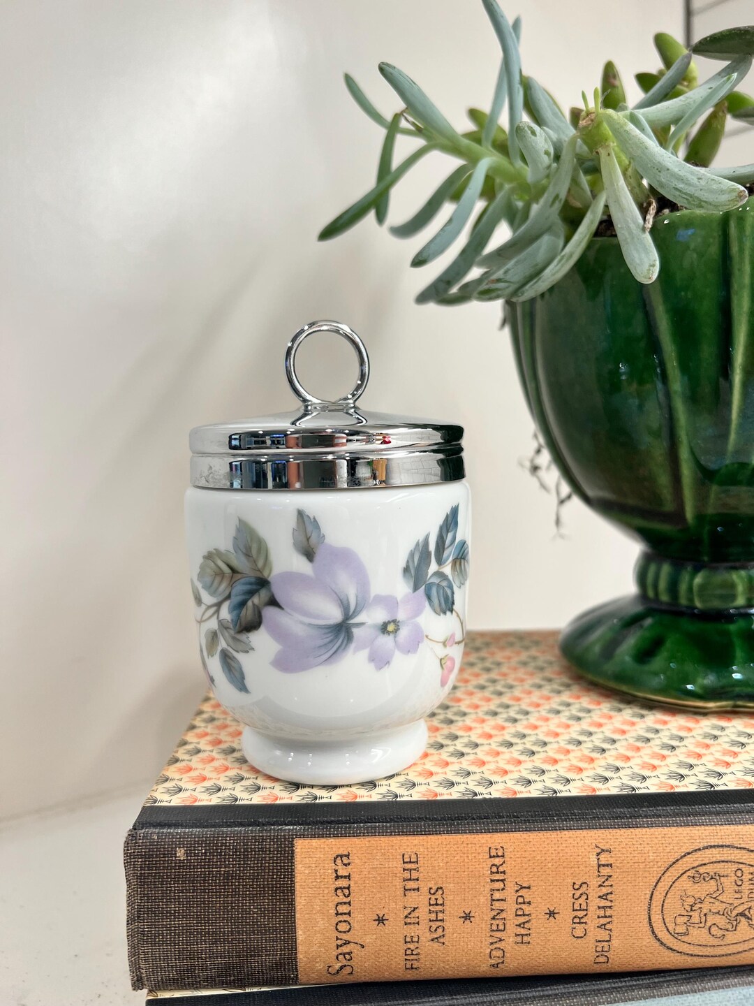 XL Royal Worcester Floral Fruit Porcelain Egg Coddler Made in England