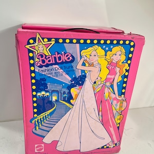 Barbie Superstar 1977 Fashion Doll Trunk Vintage Wardrobe Case Pink Vinyl Mattel USA
