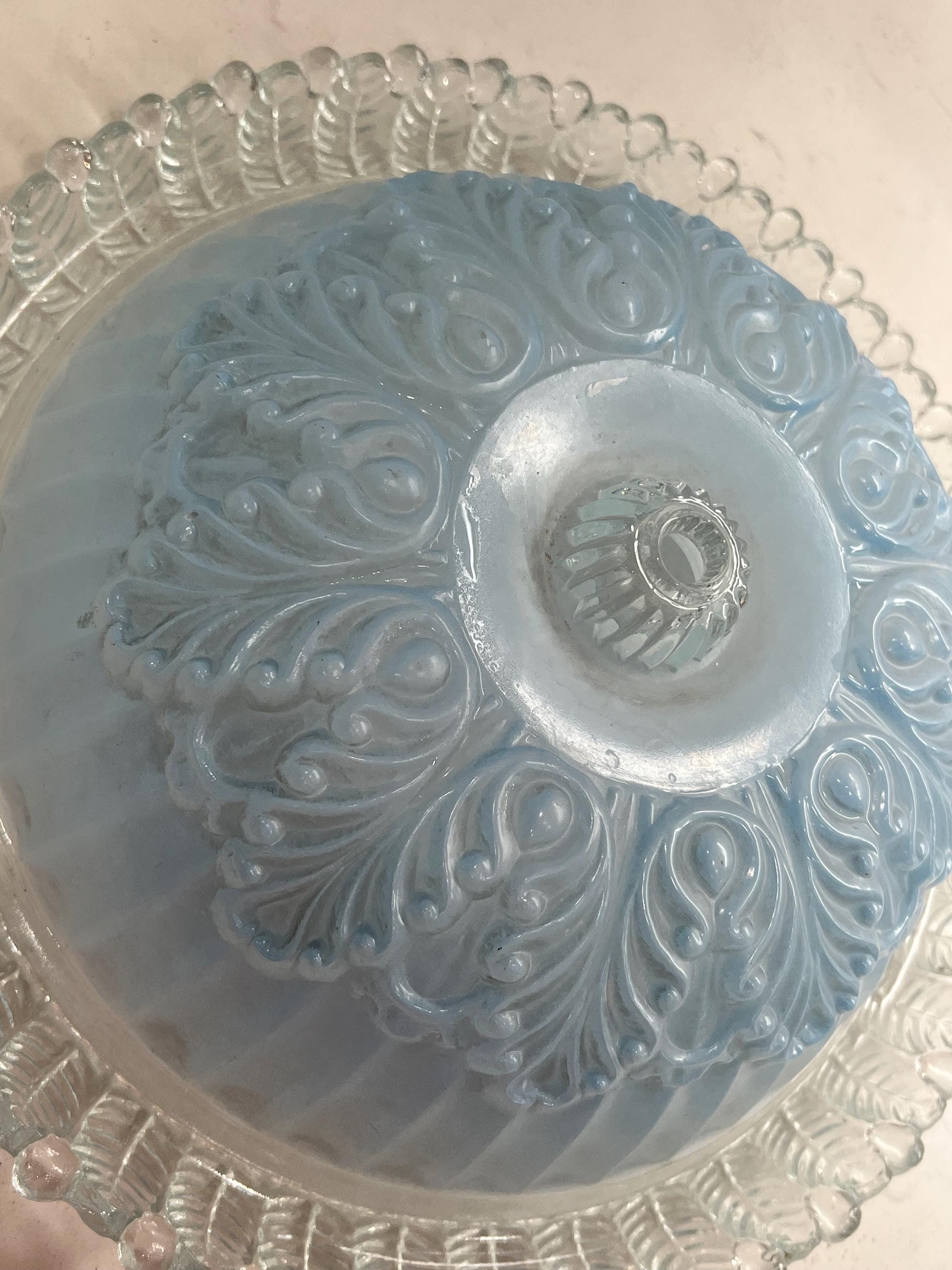 アンティーク 1930 年代 ブルー シーリング ガラス ライト フロスト