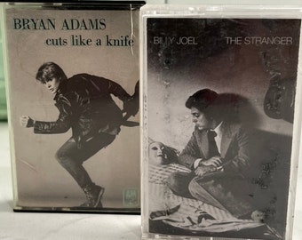 Cinta de casete Billy Joel The Stranger / Cinta de casete Bryan Adams Cuts Like a Knife / Música vintage Deadstock