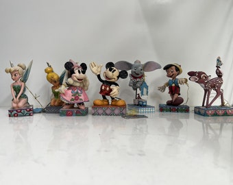 Enesco Jim Shore Disney Traditions Characters Figurines Mickey Mouse Minnie Tinkerbell Pinocchio Bambi Dumbo Cinderella