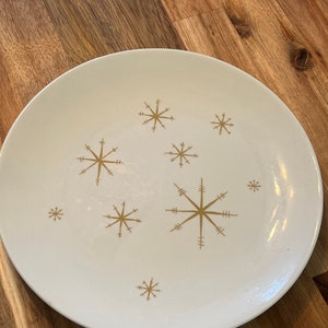 Vintage Star Glow Royal-Ironstone 10 Inch Dinner Plate Replacement | MCM Dinnerware | Atomic Starburst Midcentury Gold Plate