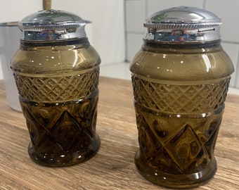 Smokey Brown Glass Salt & Pepper Shakers