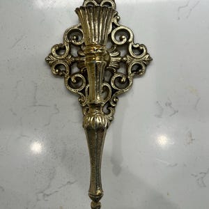 Hollywood Regency Cast Metal Gold Wall Sconces / Candle Holder