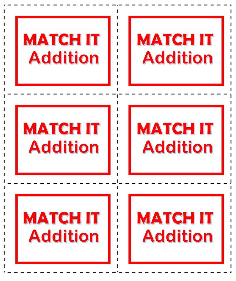 Matching Game Printable, 100 Addition Flashcards, Memorize Calculations ...