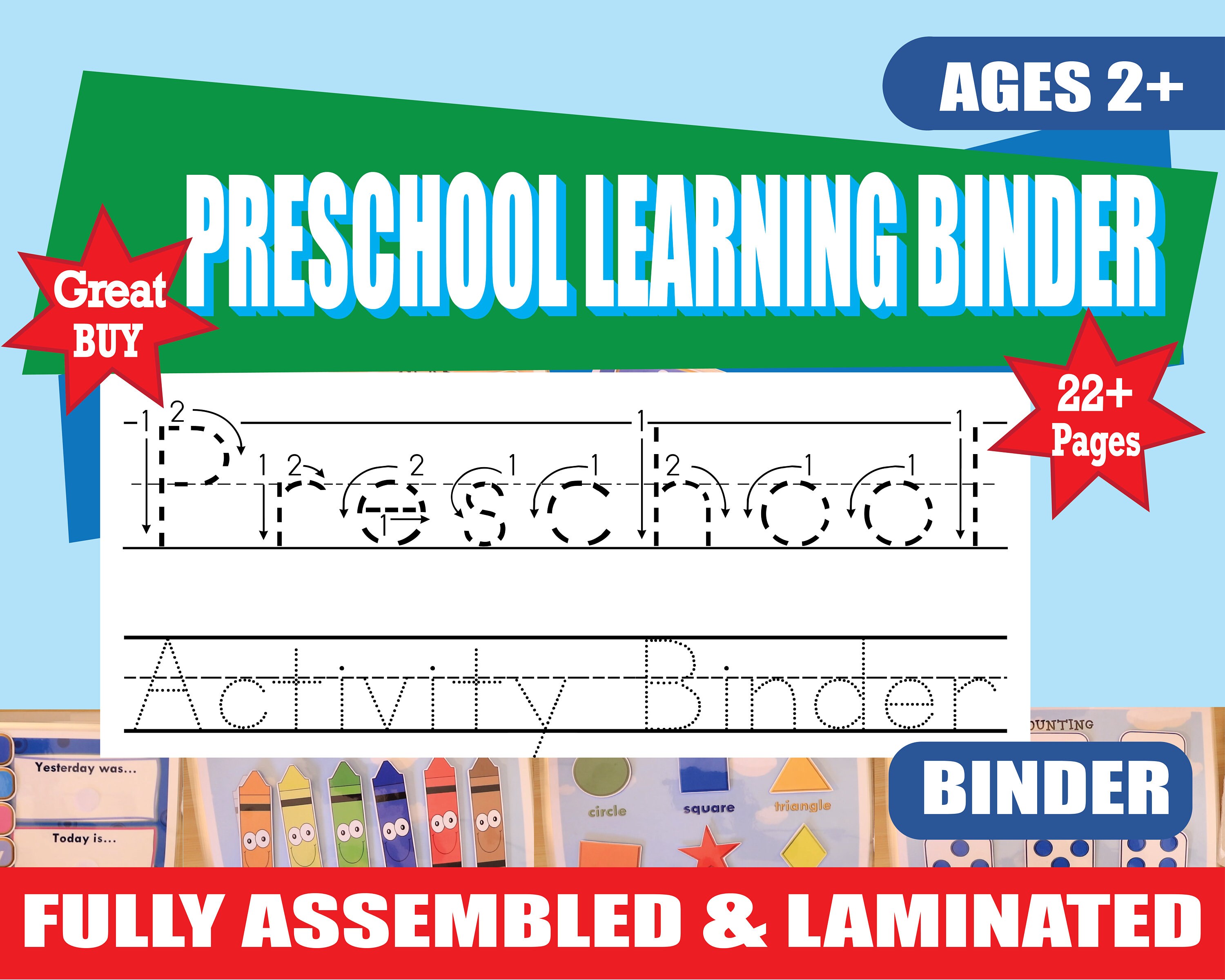 Preschool Learning Binder Laminated and Fully Assembled Etsy