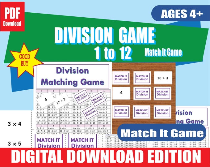 Matching Game Printable | Division Flashcards | Memorize Fast